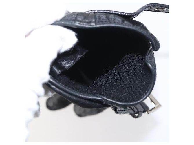 Guanti PRADA in pelle nera argento Auth ti3452 Nero - vista 7