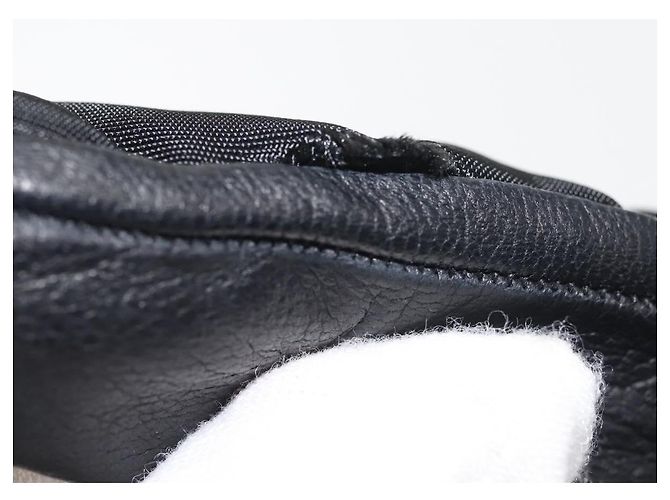 Guanti PRADA in pelle nera argento Auth ti3452 Nero - vista 8