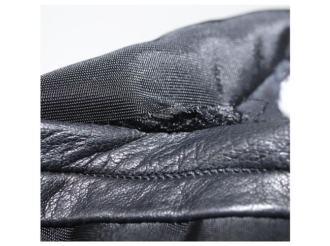 Guanti PRADA in pelle nera argento Auth ti3452 Nero - vista 9