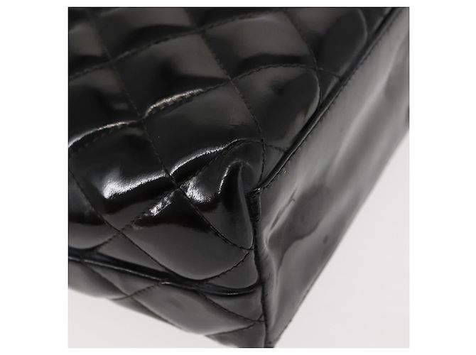 CHANEL Borsa a Spalla Matelassé Pelle Verniciata Nera Oro CC Auth 141133 Nero D'oro - vista 12