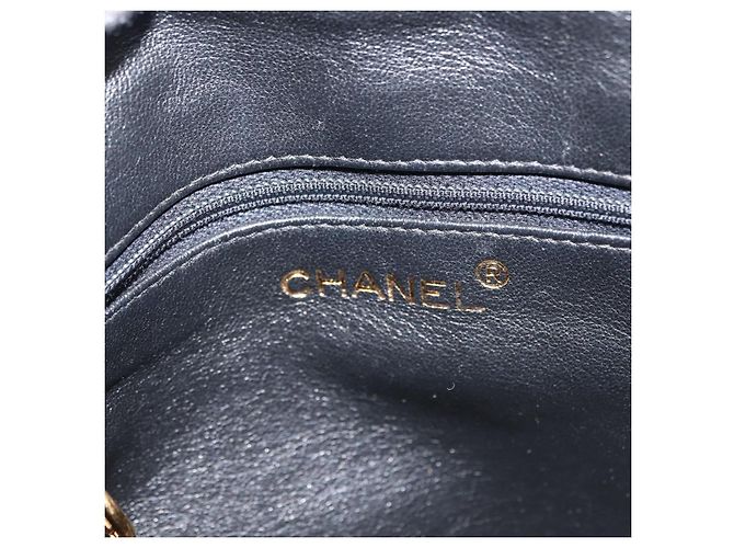 CHANEL Borsa a Spalla Matelassé Pelle Verniciata Nera Oro CC Auth 141133 Nero D'oro - vista 16