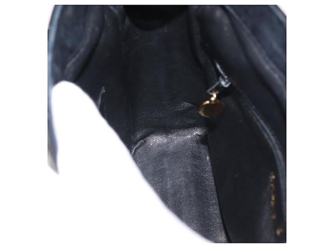 CHANEL Borsa a Spalla Matelassé Pelle Verniciata Nera Oro CC Auth 141133 Nero D'oro - vista 19