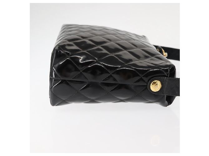 CHANEL Borsa a Spalla Matelassé Pelle Verniciata Nera Oro CC Auth 141133 Nero D'oro - vista 4
