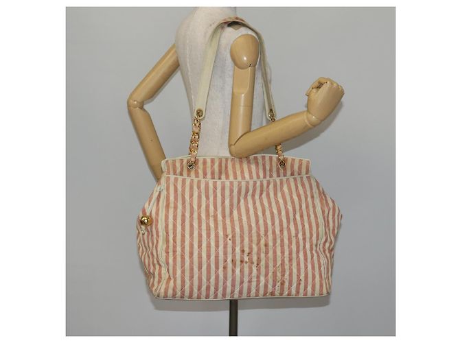 CHANEL Borsa Tote Matelassé Canvas Rossa Oro CC Auth 142751 Rosso D'oro - vista 22