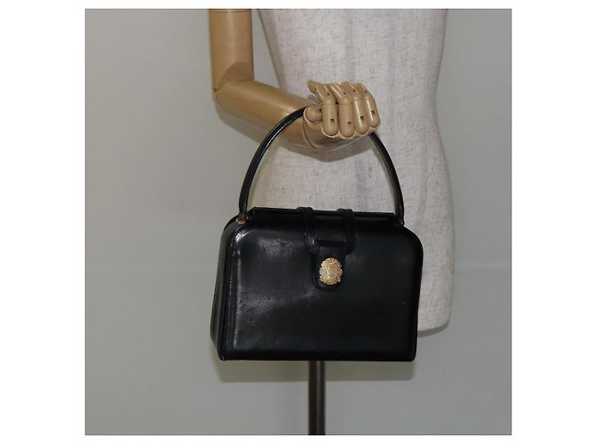 Céline Borsa a mano CELINE in pelle nera e oro Auth 144782 Nero D'oro - vista 22