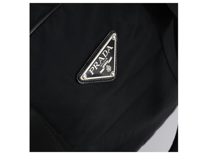 Borsa Boston PRADA in nylon nero argento autentica 143769 - vista 15