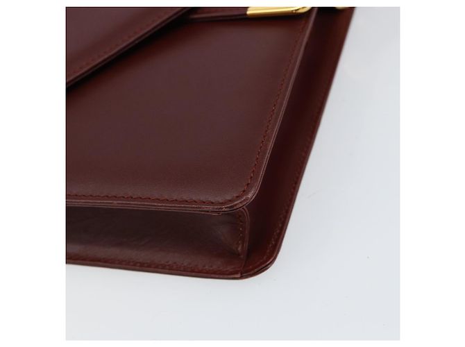 Cartier Bolso de hombro Must Line de cuero burdeos y oro Auth mr1585 Dorado - vista 10