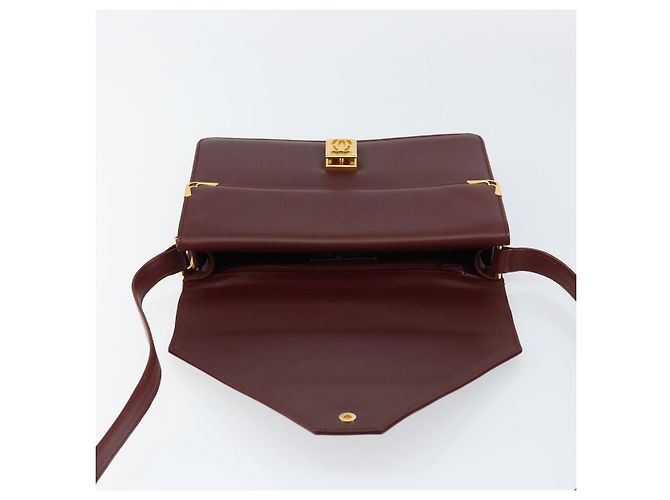 Cartier Bolso de hombro Must Line de cuero burdeos y oro Auth mr1585 Dorado - vista 15
