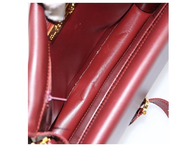 Cartier Bolso de hombro Must Line de cuero burdeos y oro Auth mr1585 Dorado - vista 17