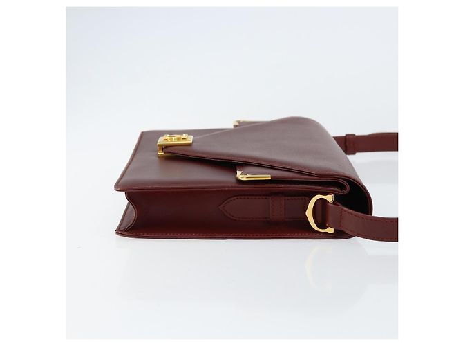 Cartier Bolso de hombro Must Line de cuero burdeos y oro Auth mr1585 Dorado - vista 4