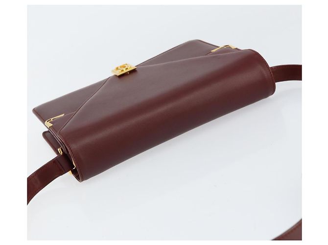 Cartier Bolso de hombro Must Line de cuero burdeos y oro Auth mr1585 Dorado - vista 6