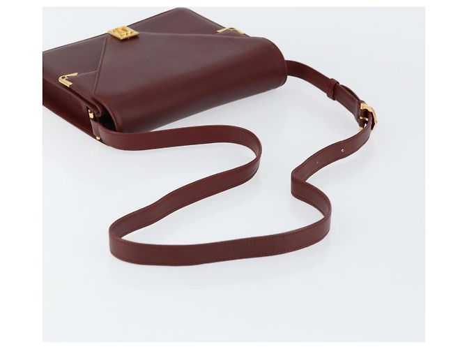 Cartier Bolso de hombro Must Line de cuero burdeos y oro Auth mr1585 Dorado - vista 7
