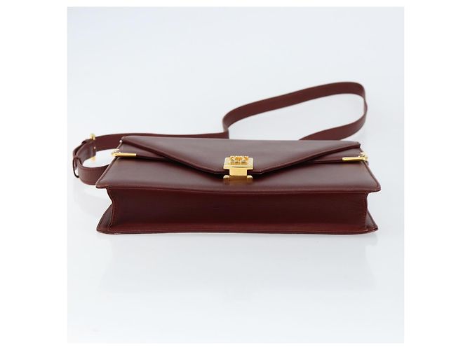 Cartier Bolso de hombro Must Line de cuero burdeos y oro Auth mr1585 Dorado - vista 9