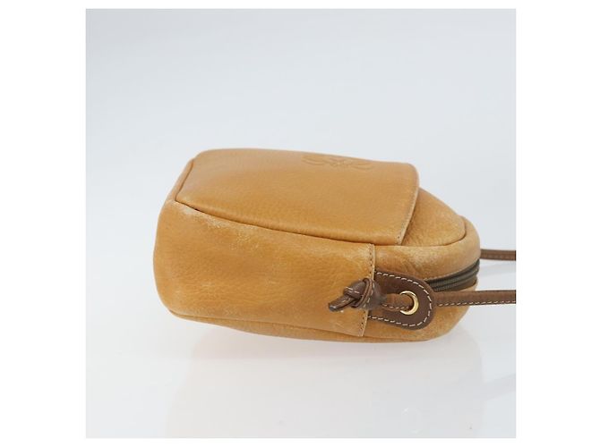Borsa a Spalla Anagram LOEWE in Pelle Marrone Oro Auth ka490 D'oro - vista 3
