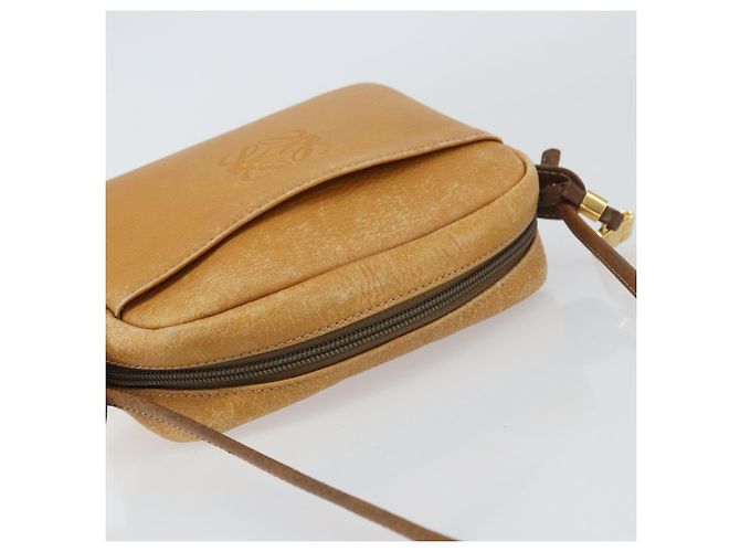 Borsa a Spalla Anagram LOEWE in Pelle Marrone Oro Auth ka490 D'oro - vista 6