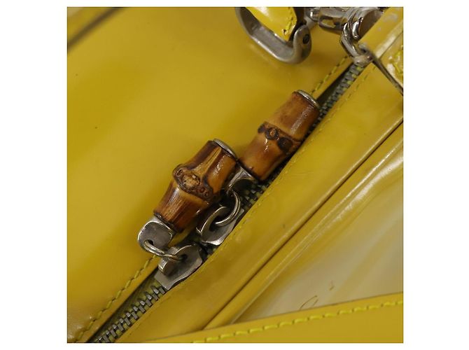Bolsa de Mão GUCCI Bamboo Esmalte 2 vias Ouro Amarelo 000 270 0323 Auth ar13838 Dourado - vista 16