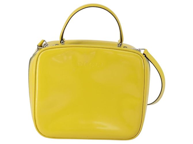 Bolsa de Mão GUCCI Bamboo Esmalte 2 vias Ouro Amarelo 000 270 0323 Auth ar13838 Dourado - vista 2