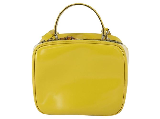 Bolsa de Mão GUCCI Bamboo Esmalte 2 vias Ouro Amarelo 000 270 0323 Auth ar13838 Dourado - vista 3