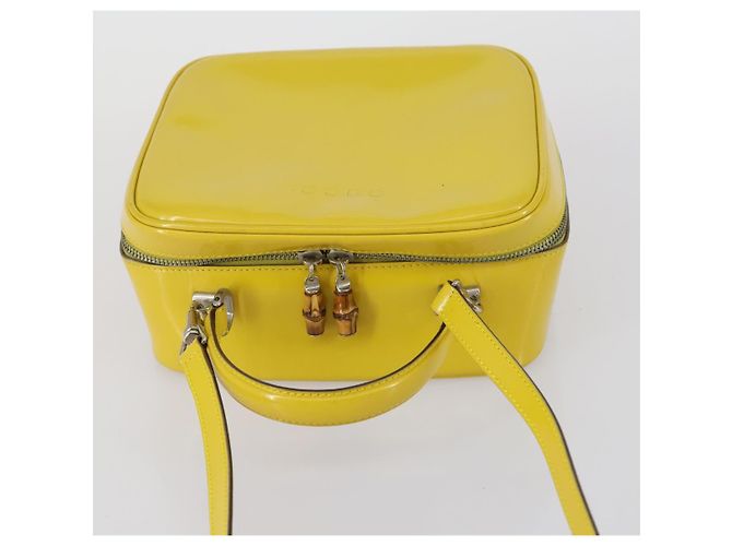 Bolsa de Mão GUCCI Bamboo Esmalte 2 vias Ouro Amarelo 000 270 0323 Auth ar13838 Dourado - vista 6