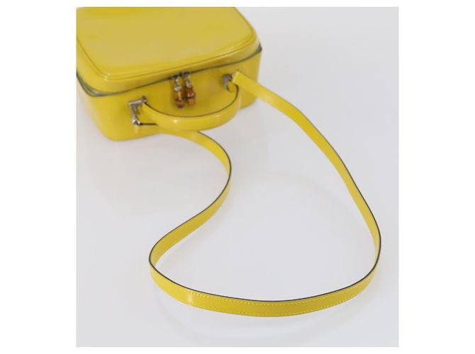 Bolsa de Mão GUCCI Bamboo Esmalte 2 vias Ouro Amarelo 000 270 0323 Auth ar13838 Dourado - vista 7