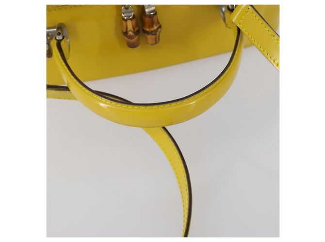 Bolsa de Mão GUCCI Bamboo Esmalte 2 vias Ouro Amarelo 000 270 0323 Auth ar13838 Dourado - vista 9