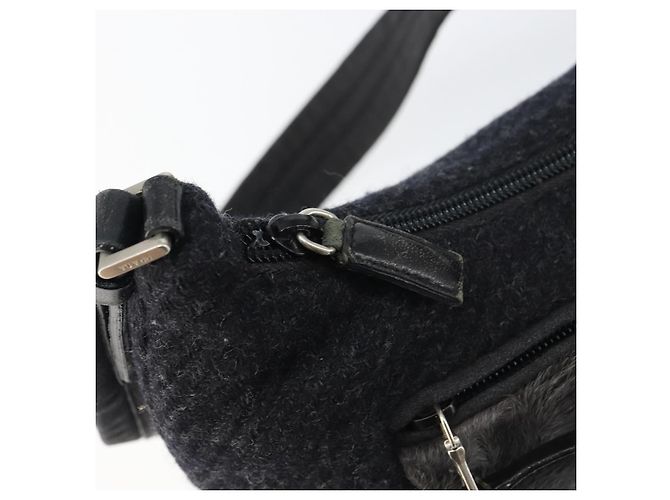 Borsa a Spalla PRADA Lana Nera Argento Auth 151503 Nero - vista 10