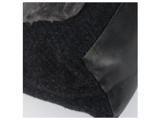 Borsa a Spalla PRADA Lana Nera Argento Auth 151503 Nero - vista 14