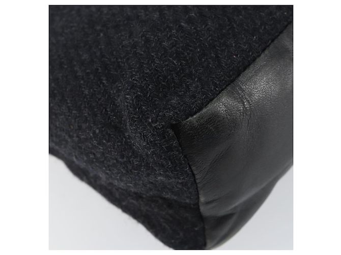 Borsa a Spalla PRADA Lana Nera Argento Auth 151503 Nero - vista 16