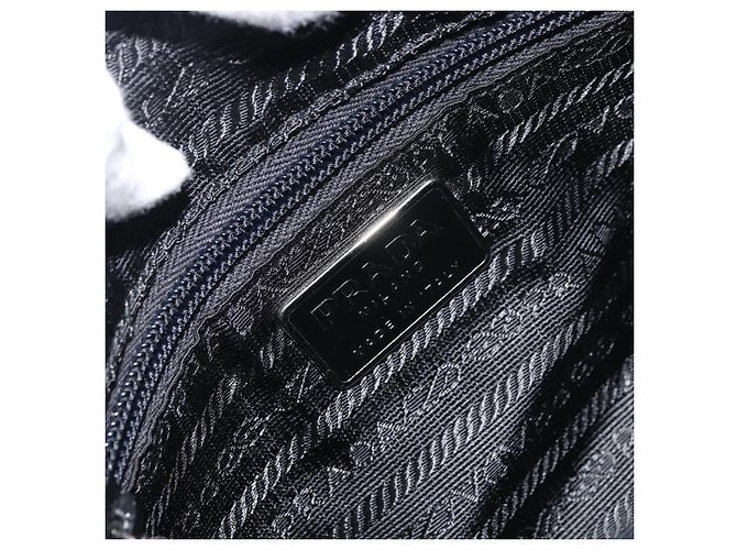 Borsa a Spalla PRADA Lana Nera Argento Auth 151503 Nero - vista 18