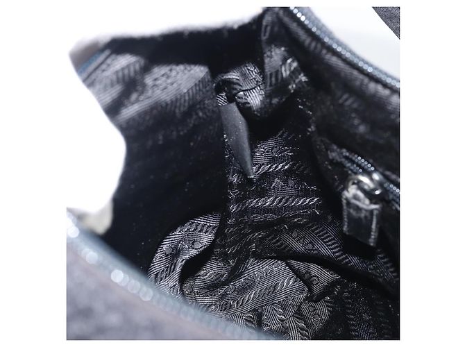 Borsa a Spalla PRADA Lana Nera Argento Auth 151503 Nero - vista 20