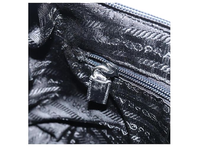 Borsa a Spalla PRADA Lana Nera Argento Auth 151503 Nero - vista 21