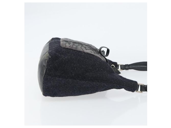 Borsa a Spalla PRADA Lana Nera Argento Auth 151503 Nero - vista 3