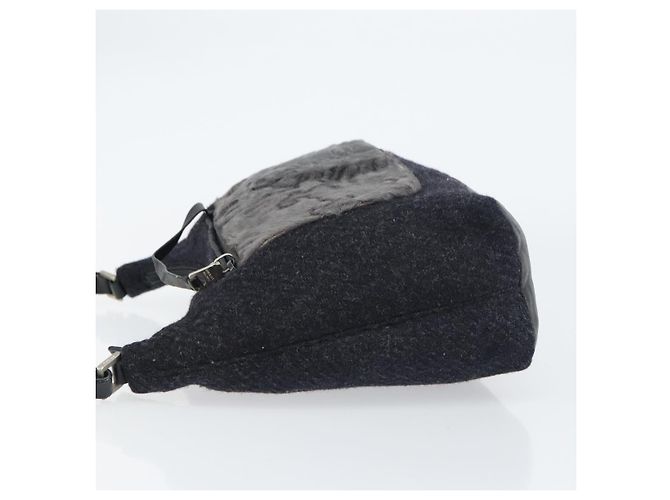 Borsa a Spalla PRADA Lana Nera Argento Auth 151503 Nero - vista 4