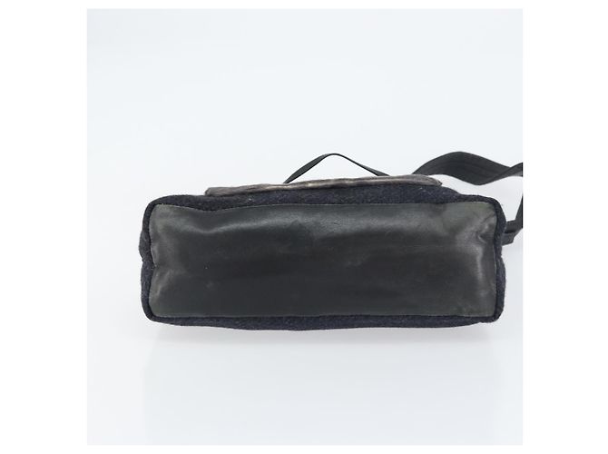 Borsa a Spalla PRADA Lana Nera Argento Auth 151503 Nero - vista 5