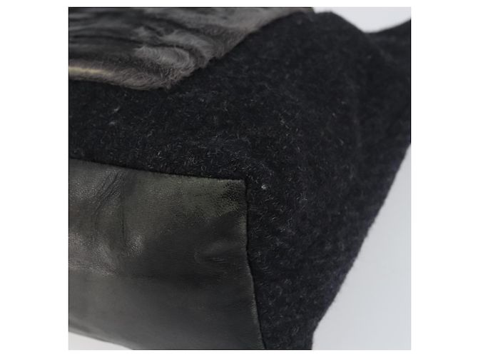 Borsa a Spalla PRADA Lana Nera Argento Auth 151503 Nero - vista 9