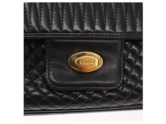 BALLY Borsa a Spalla con Catena Pelle Nera Oro Auth am9804 Nero D'oro - vista 15