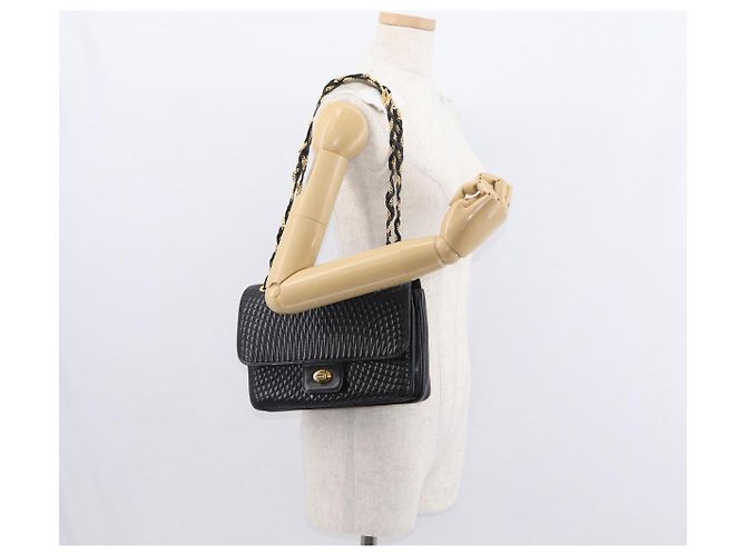 BALLY Borsa a Spalla con Catena Pelle Nera Oro Auth am9804 Nero D'oro - vista 24