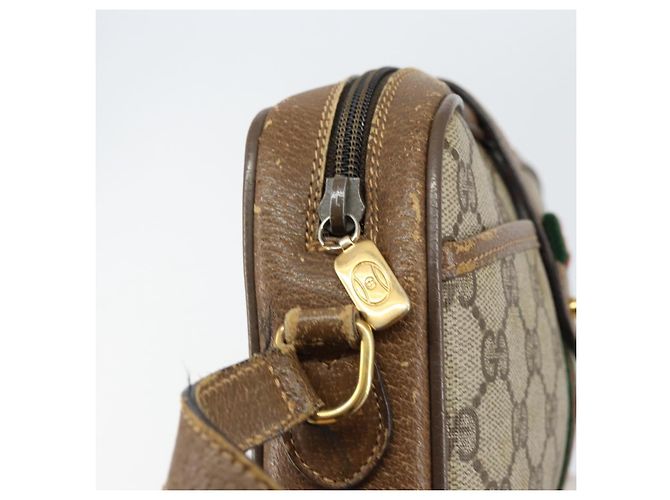 Borsa Sherry Line GG Supreme Web di GUCCI in PVC beige e oro 116 02 055 Auth 155594 D'oro - vista 16