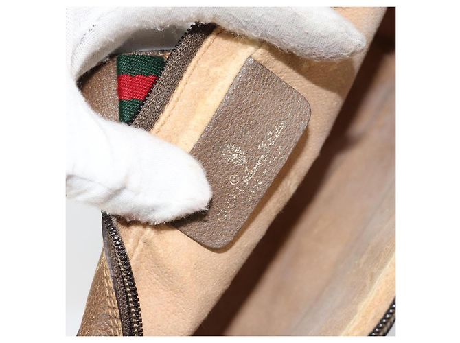 Borsa Sherry Line GG Supreme Web di GUCCI in PVC beige e oro 116 02 055 Auth 155594 D'oro - vista 17