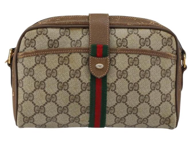 Borsa Sherry Line GG Supreme Web di GUCCI in PVC beige e oro 116 02 055 Auth 155594 D'oro - vista 2