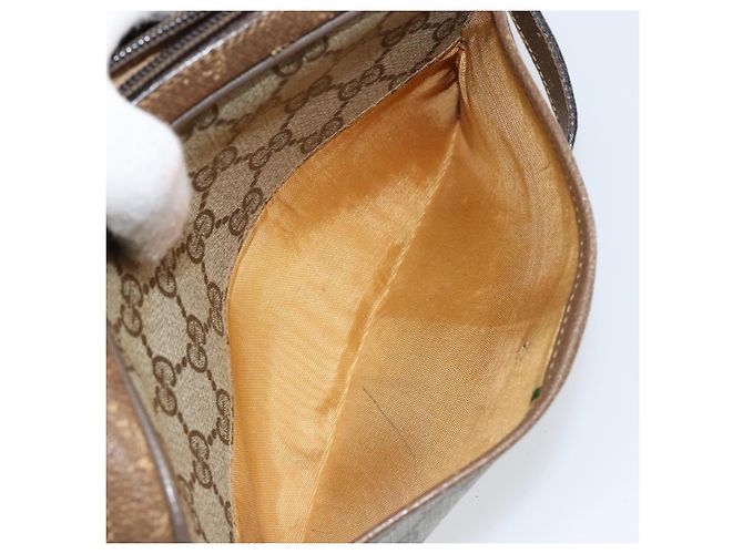 Borsa Sherry Line GG Supreme Web di GUCCI in PVC beige e oro 116 02 055 Auth 155594 D'oro - vista 21
