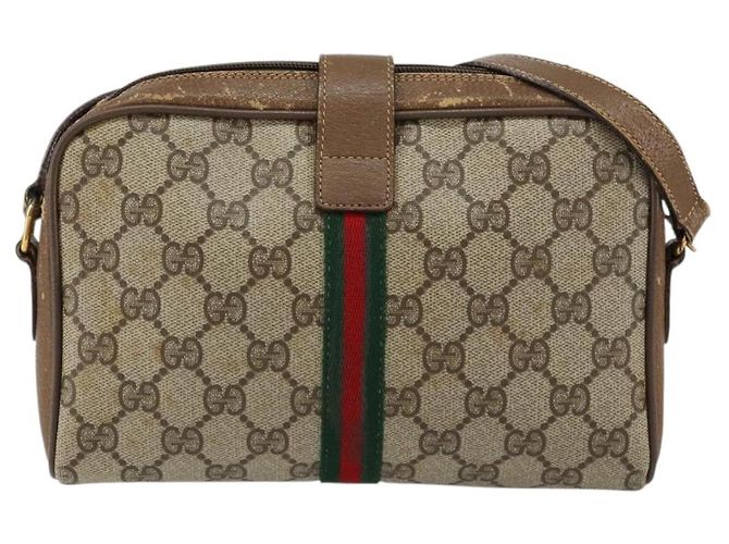 Borsa Sherry Line GG Supreme Web di GUCCI in PVC beige e oro 116 02 055 Auth 155594 D'oro - vista 3
