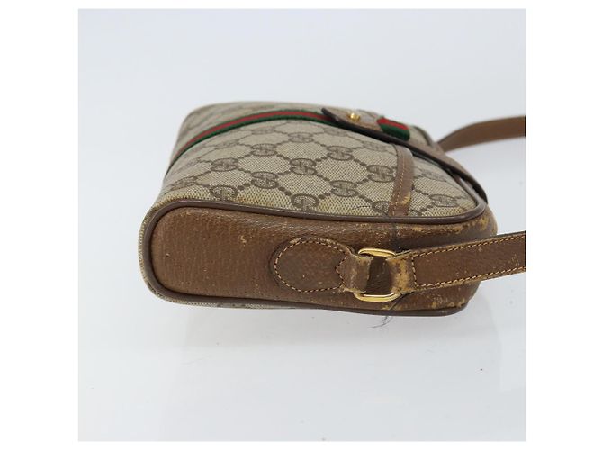 Borsa Sherry Line GG Supreme Web di GUCCI in PVC beige e oro 116 02 055 Auth 155594 D'oro - vista 4
