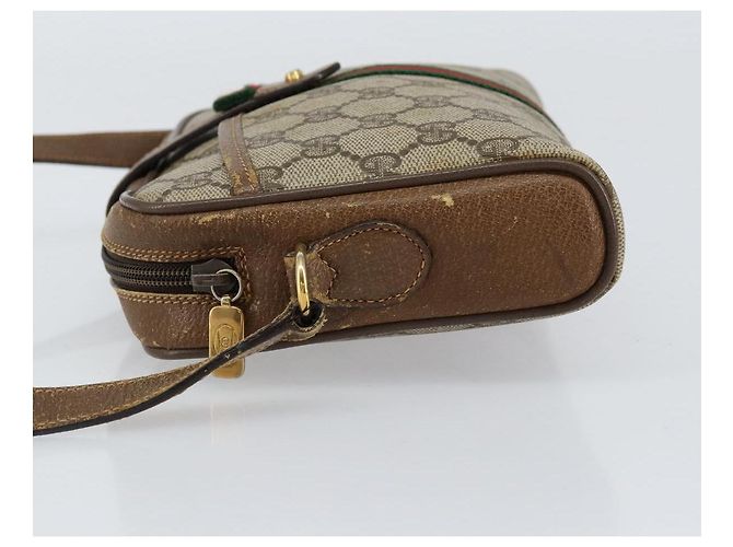 Borsa Sherry Line GG Supreme Web di GUCCI in PVC beige e oro 116 02 055 Auth 155594 D'oro - vista 5