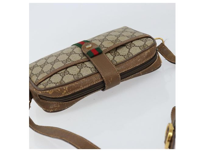 Borsa Sherry Line GG Supreme Web di GUCCI in PVC beige e oro 116 02 055 Auth 155594 D'oro - vista 6