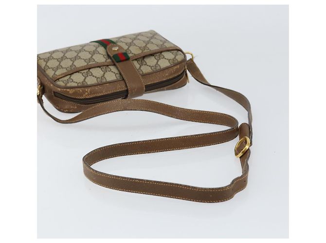 Borsa Sherry Line GG Supreme Web di GUCCI in PVC beige e oro 116 02 055 Auth 155594 D'oro - vista 7