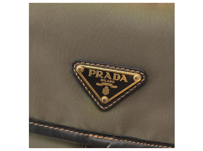 PRADA Schultertasche Nylon Khaki Gold Auth 154525 Golden - Ansicht 19