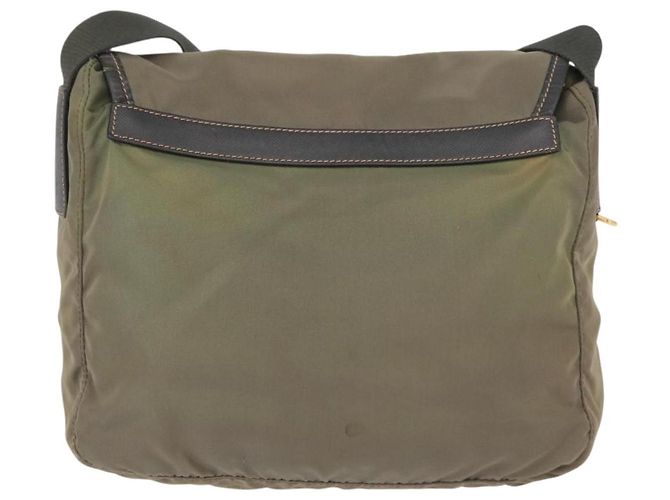 PRADA Schultertasche Nylon Khaki Gold Auth 154525 Golden - Ansicht 2