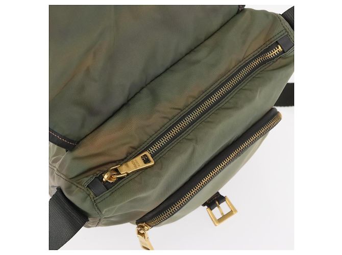 PRADA Schultertasche Nylon Khaki Gold Auth 154525 Golden - Ansicht 20