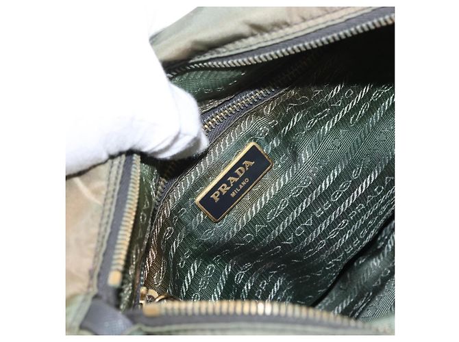 PRADA Schultertasche Nylon Khaki Gold Auth 154525 Golden - Ansicht 22